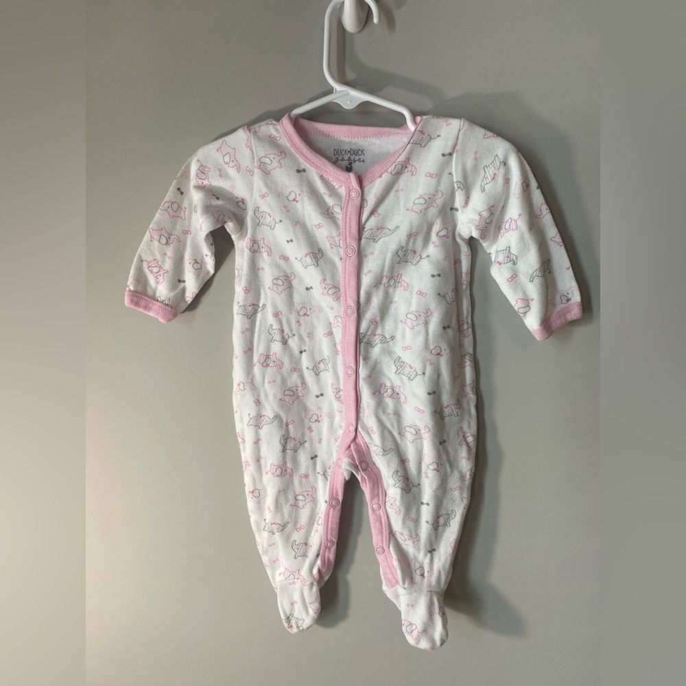 Pink and White Baby Girl Footie Outfit